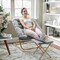 Flash Furniture Archer 28-in Oversized Faux Fur Folding Saucer Chair w/folding Ottoman, Gray Faux Fur/Gold Frame FV-FSC-027-FR-GY-SGD-GG - alternate 2